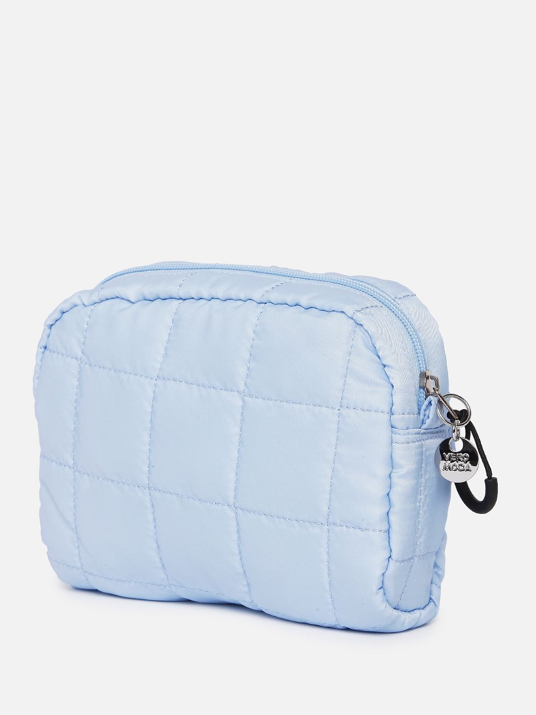 Blue Quilted Makeup Pouch