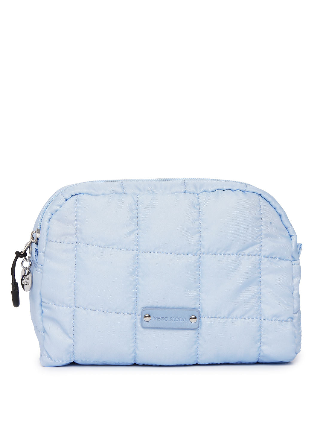 Blue Quilted Makeup Pouch