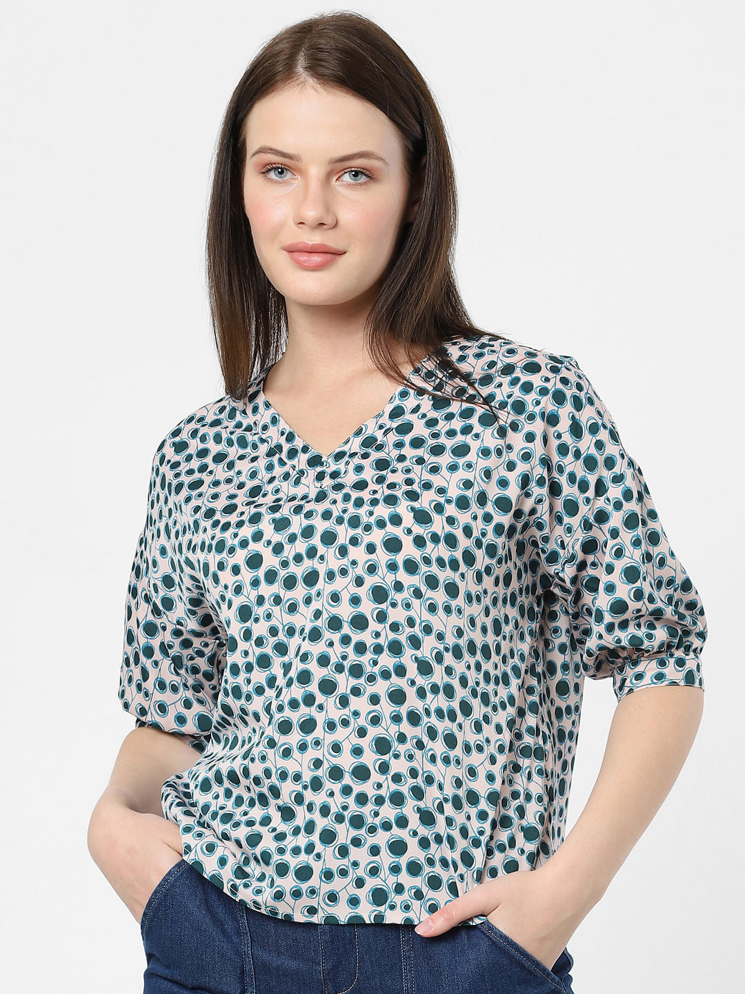 Black Abstract Print Top