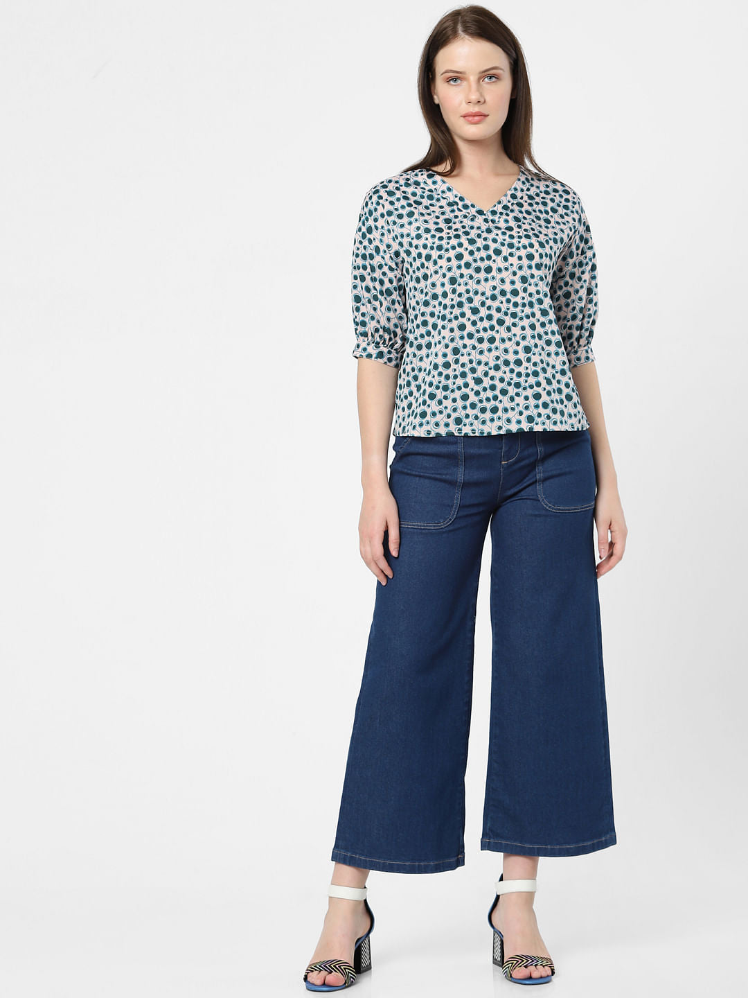 Black Abstract Print Top