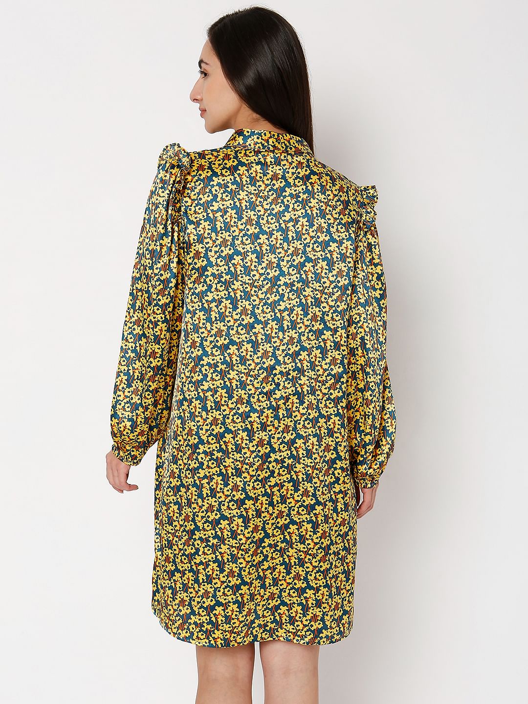 Teal Floral Shift Dress