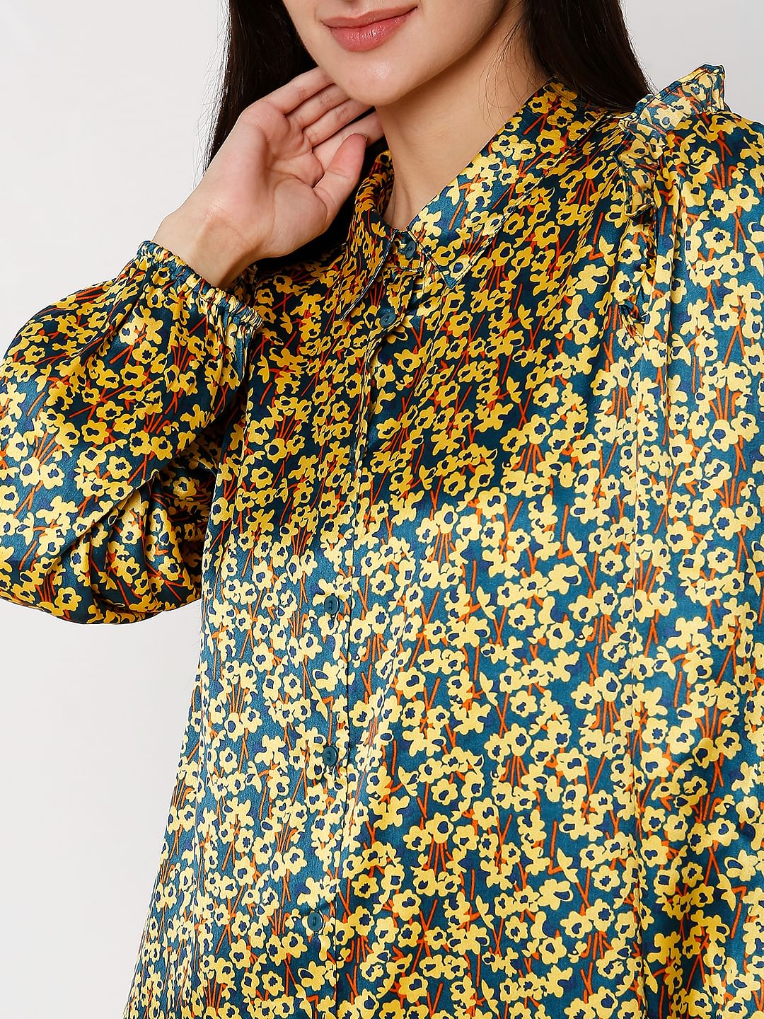 Teal Floral Shift Dress