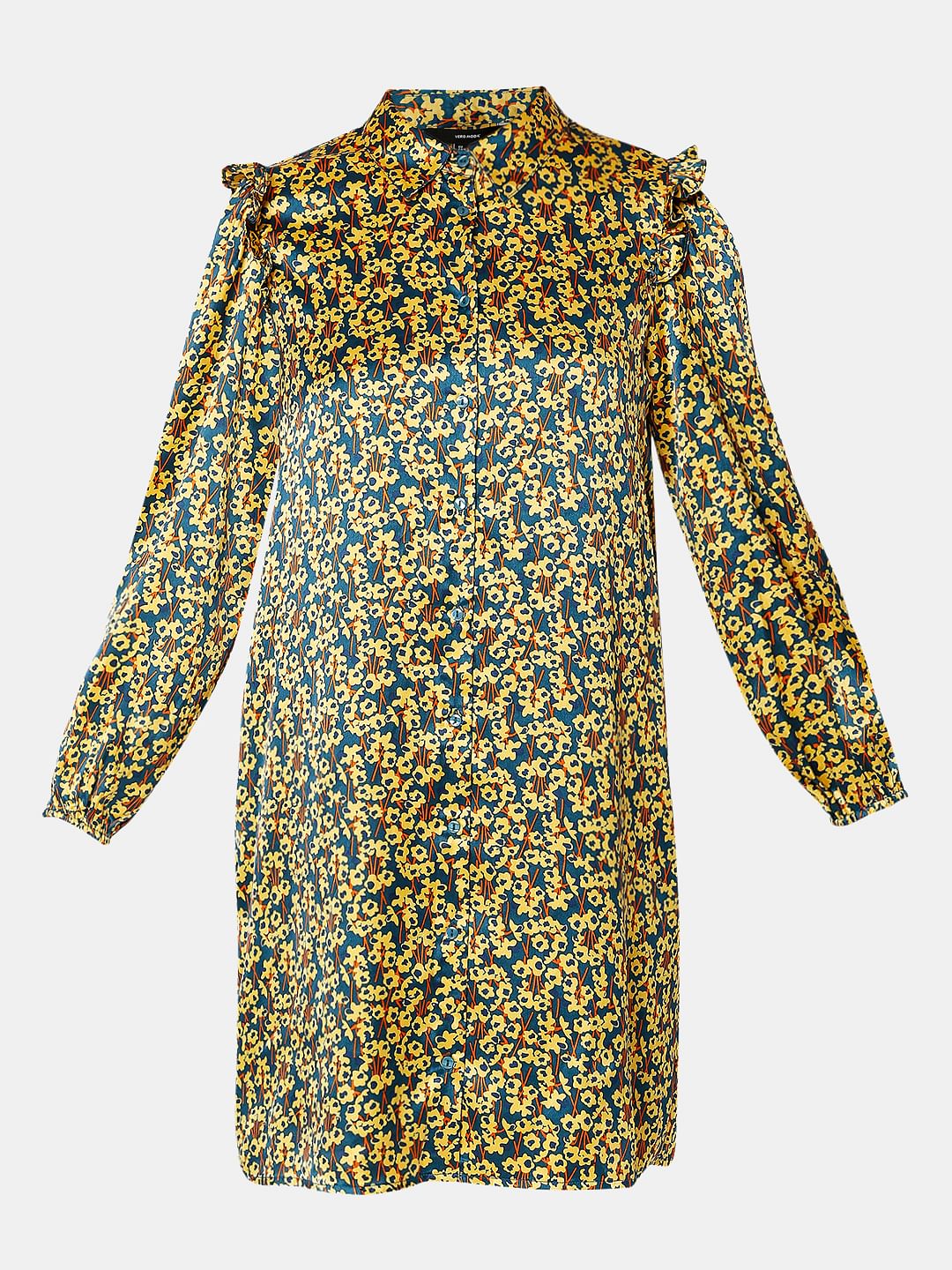 Teal Floral Shift Dress