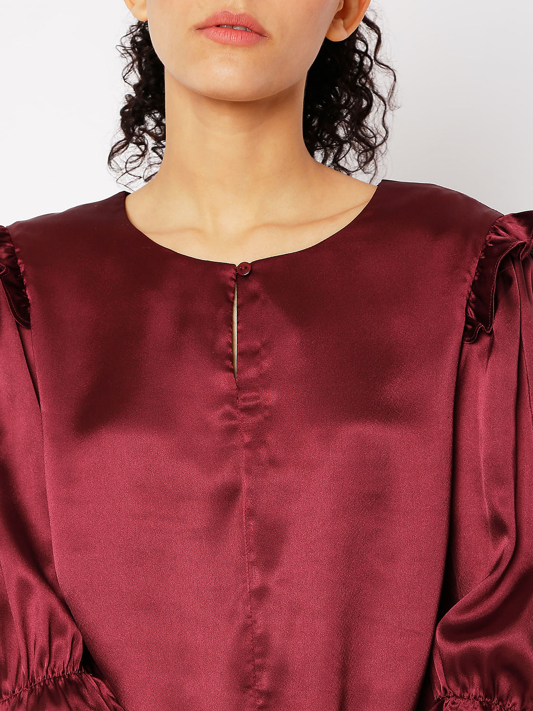 Wine Frill Detail Top