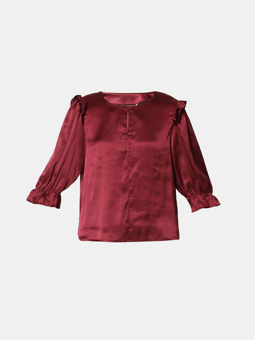 Wine Frill Detail Top