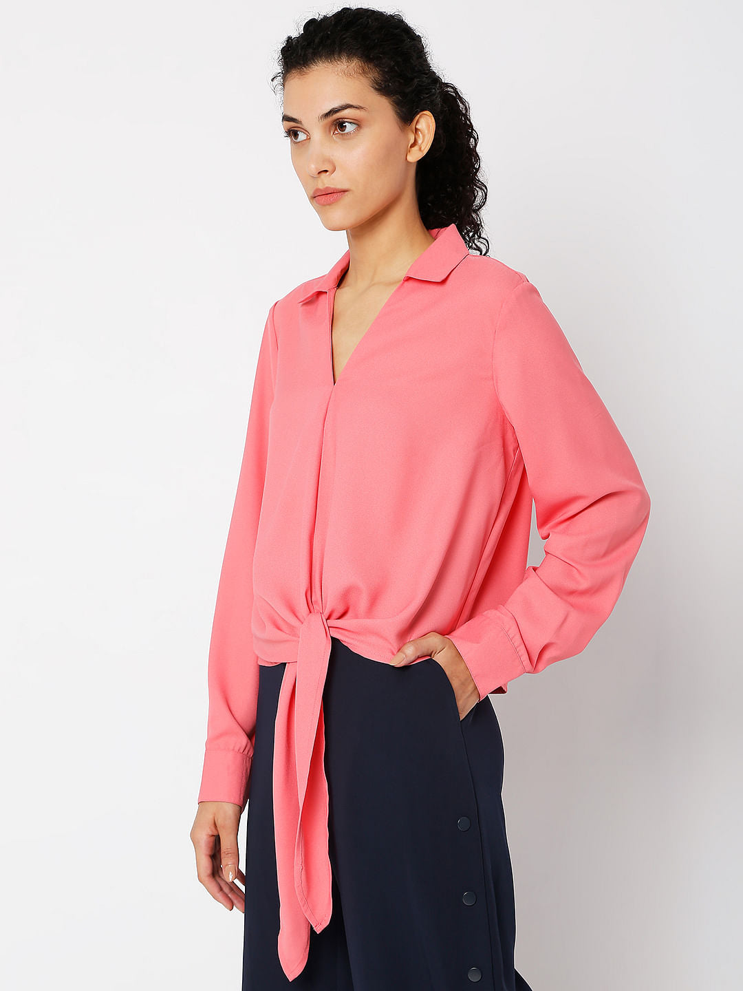 Pink Front Tie Top