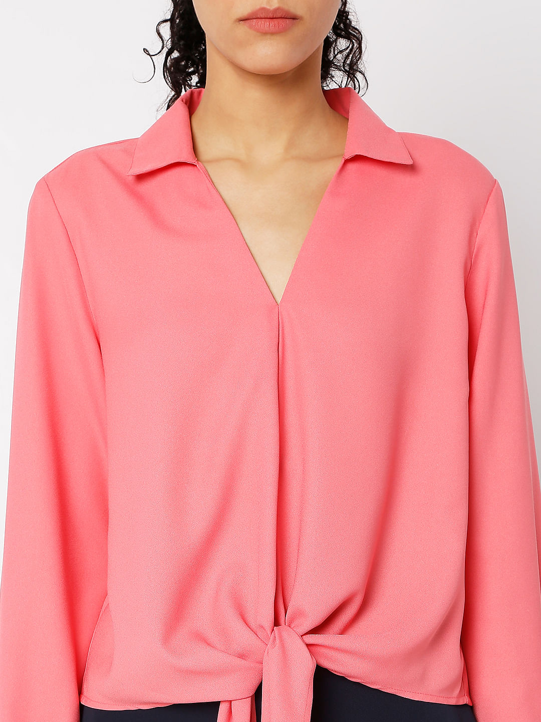 Pink Front Tie Top