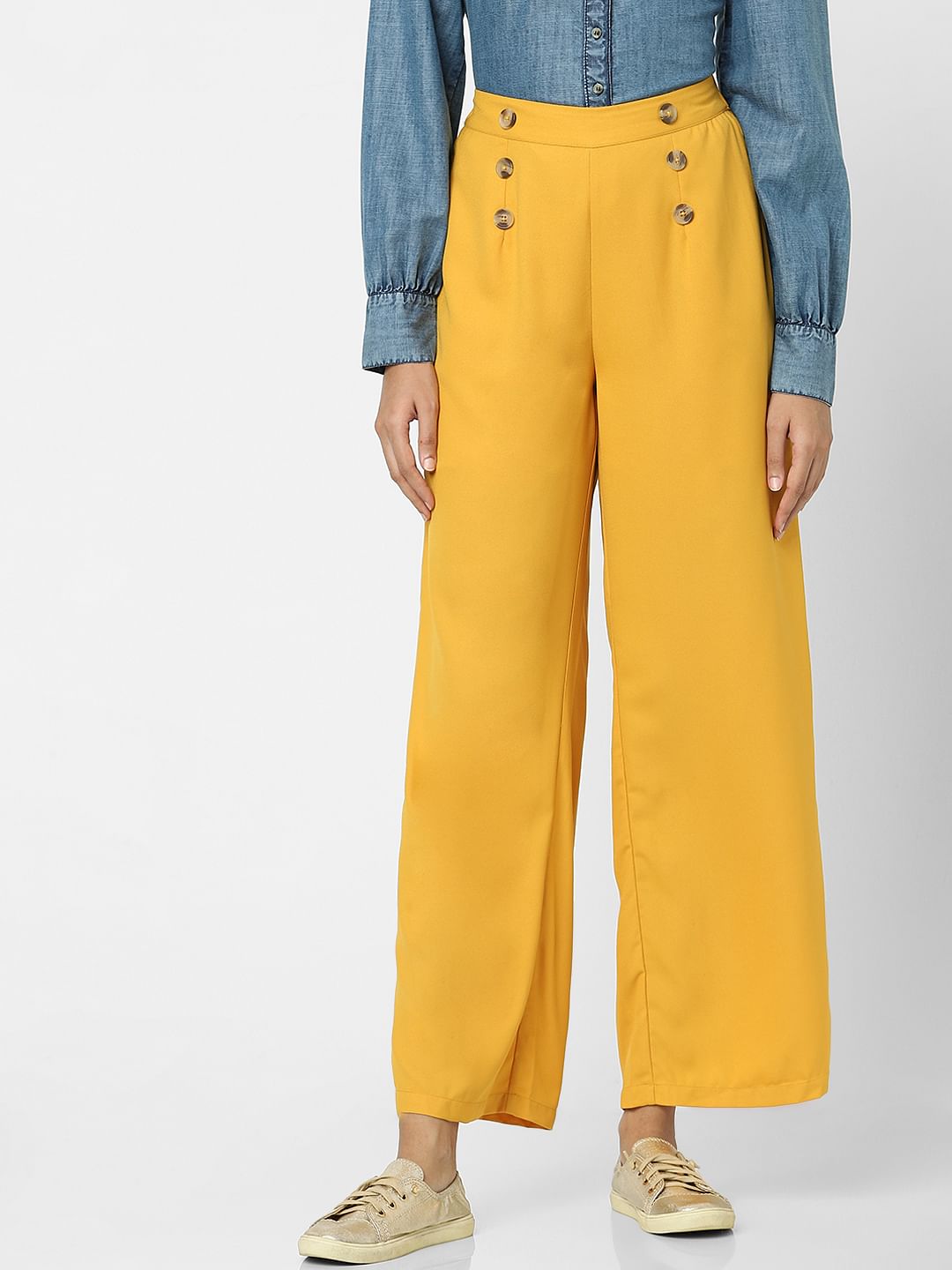 Yellow High Rise Flared Pants