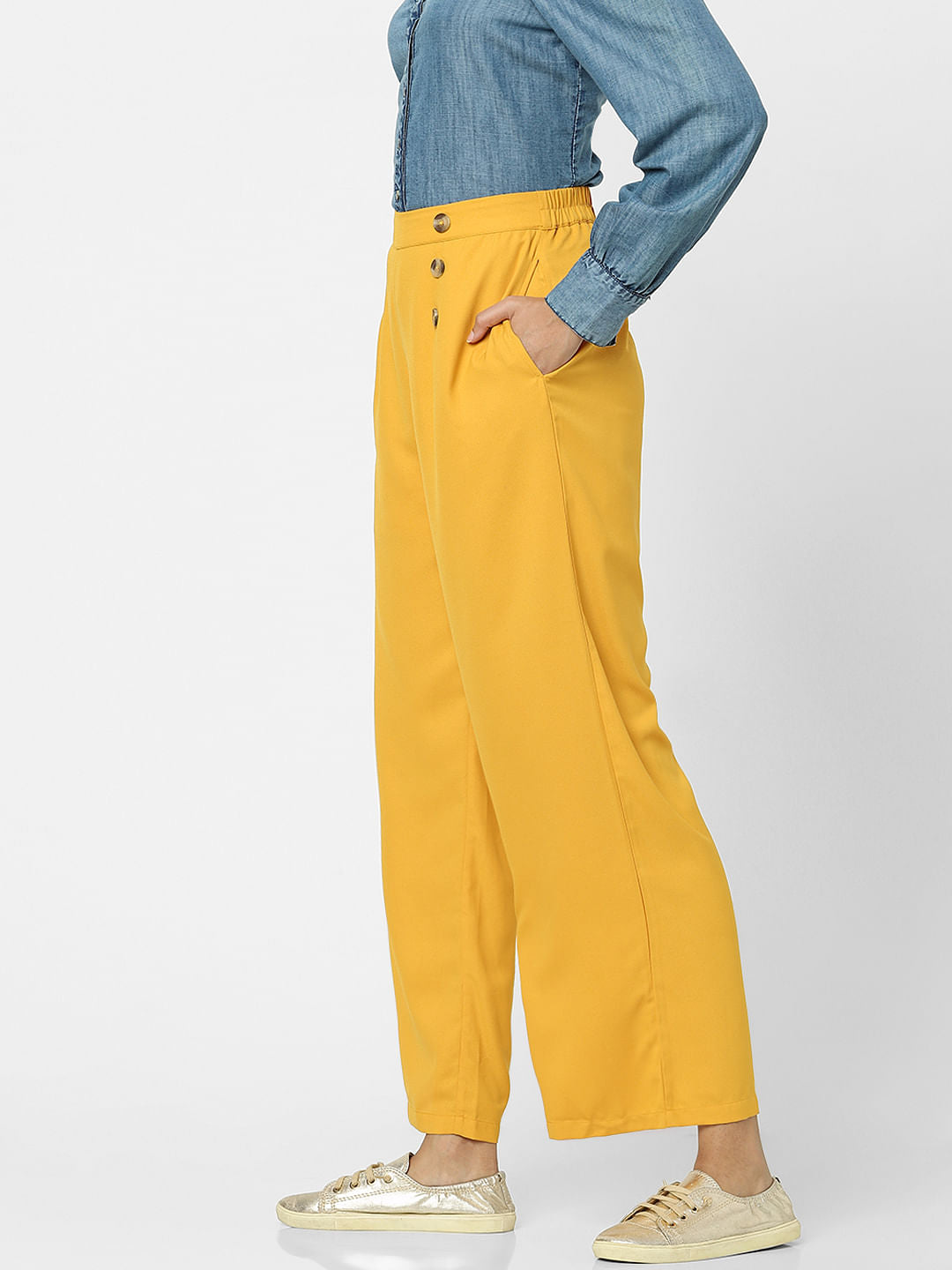 Yellow High Rise Flared Pants