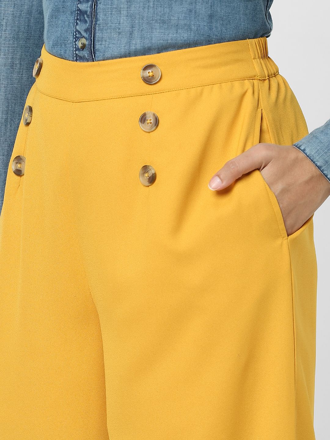 Yellow High Rise Flared Pants