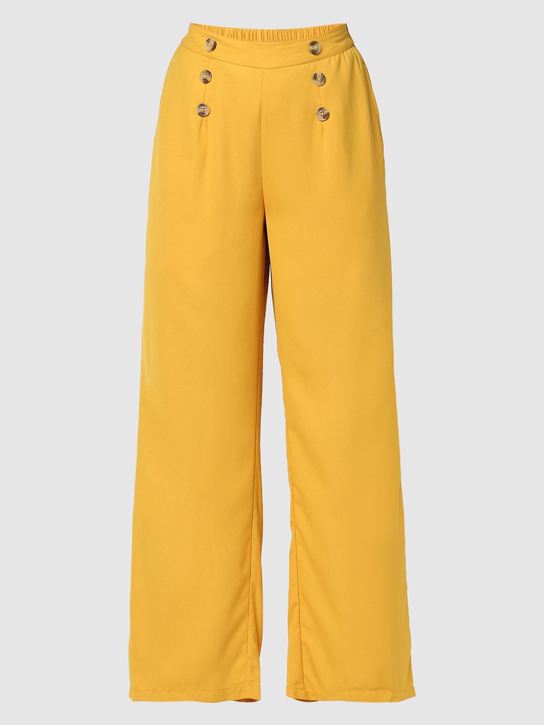 Yellow High Rise Flared Pants