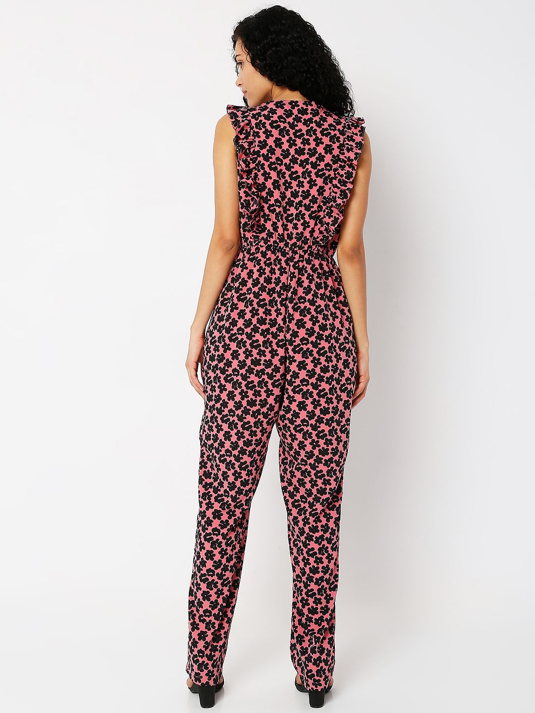 Pink Floral Print Jumpsuit