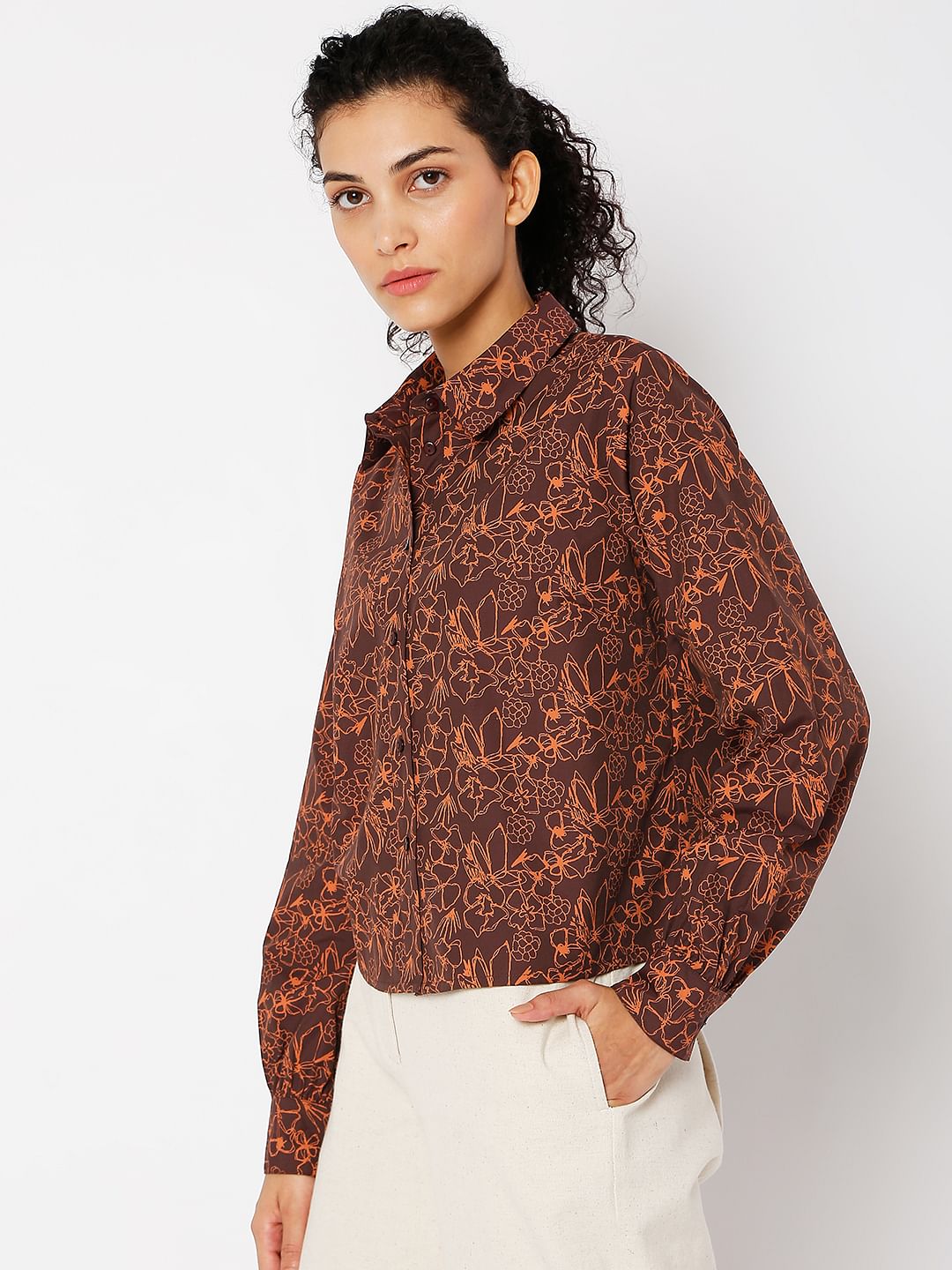Brown Floral Shirt