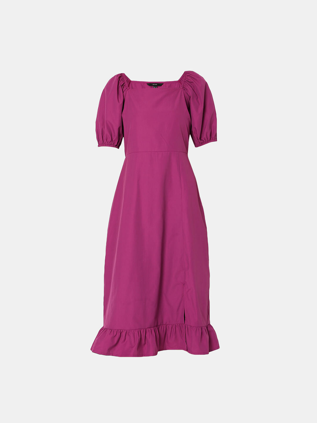 Purple Square Neck Midi Dress
