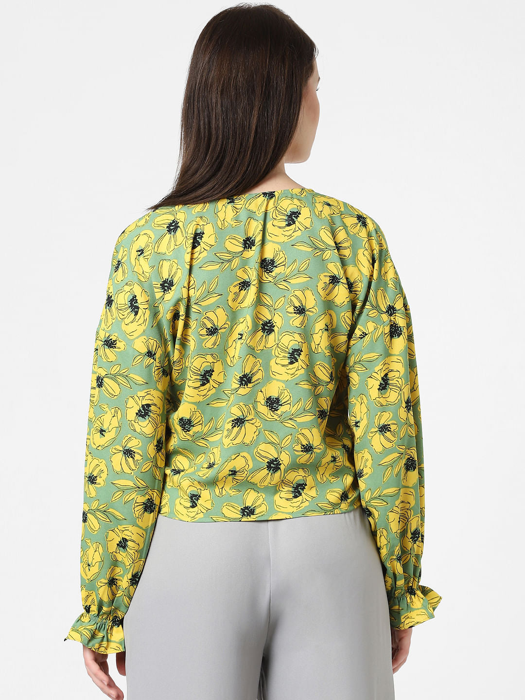 Green Floral Print Top