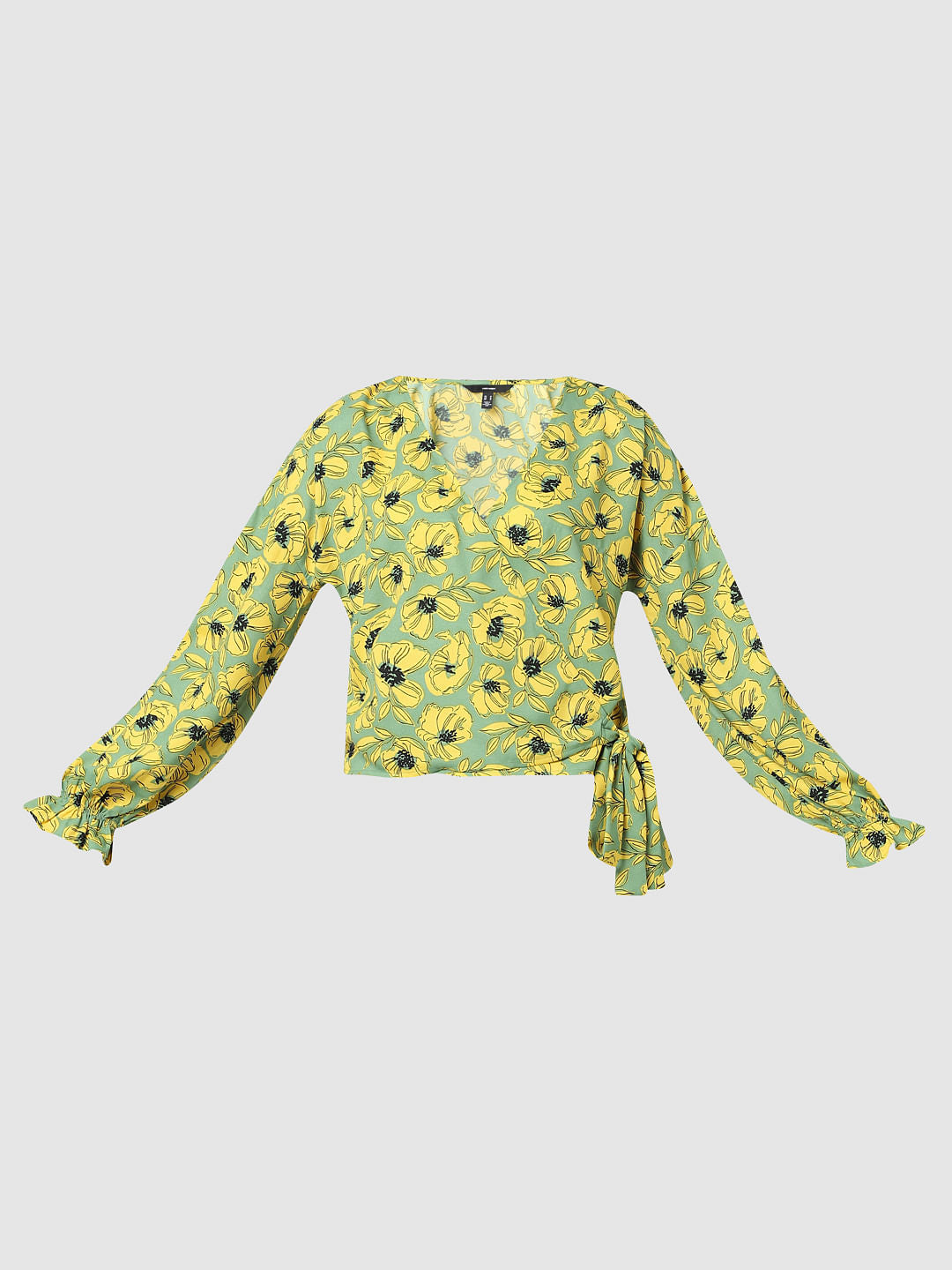 Green Floral Print Top