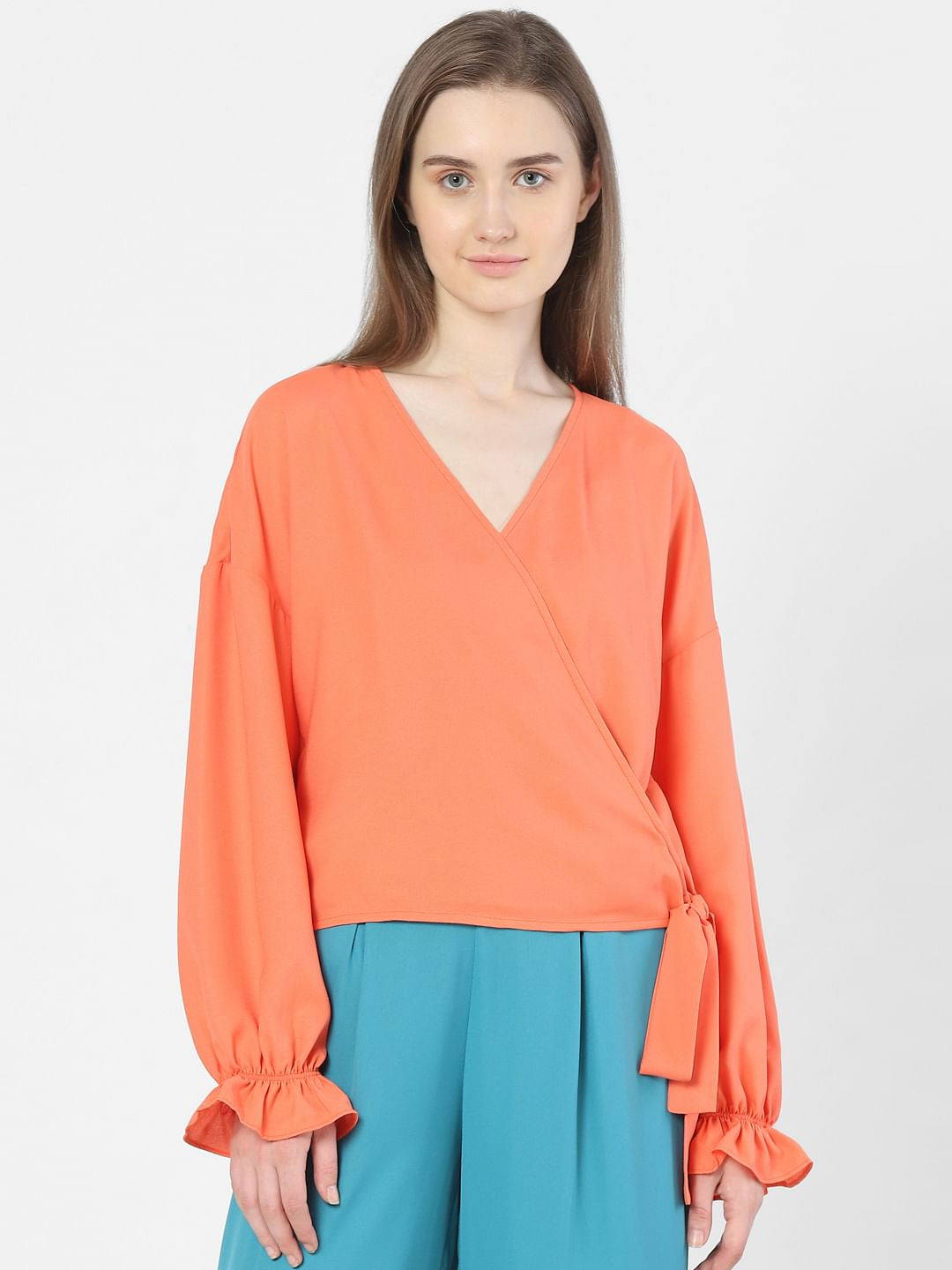 Orange Wrap Top