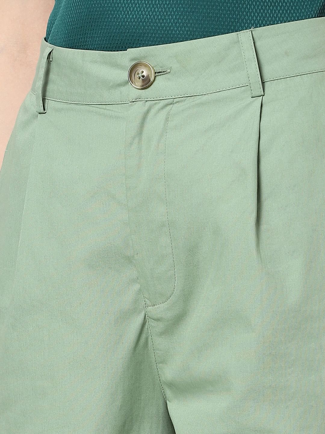 Green High Rise Straight Fit Pants