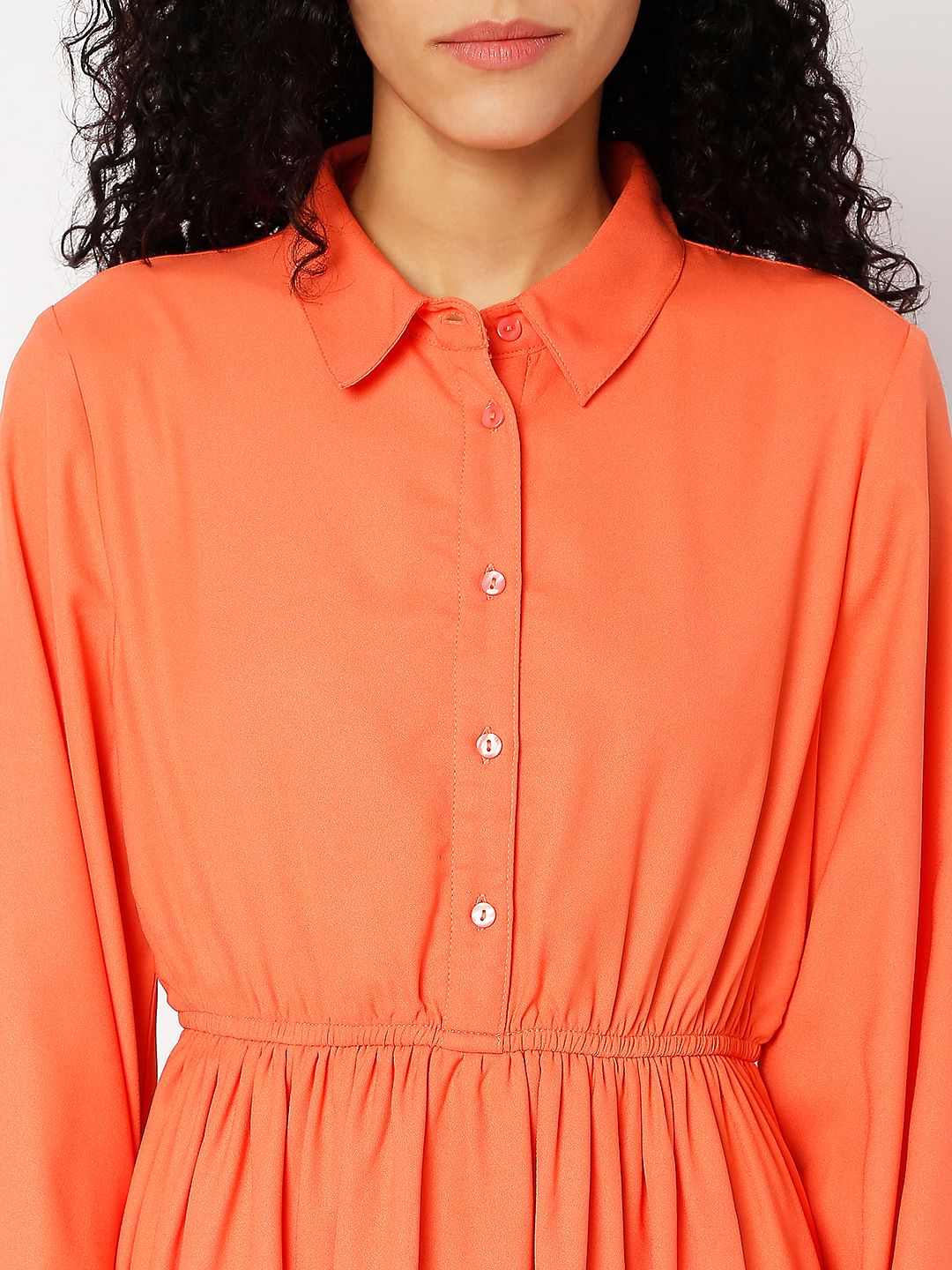 Orange Tiered Shift Dress