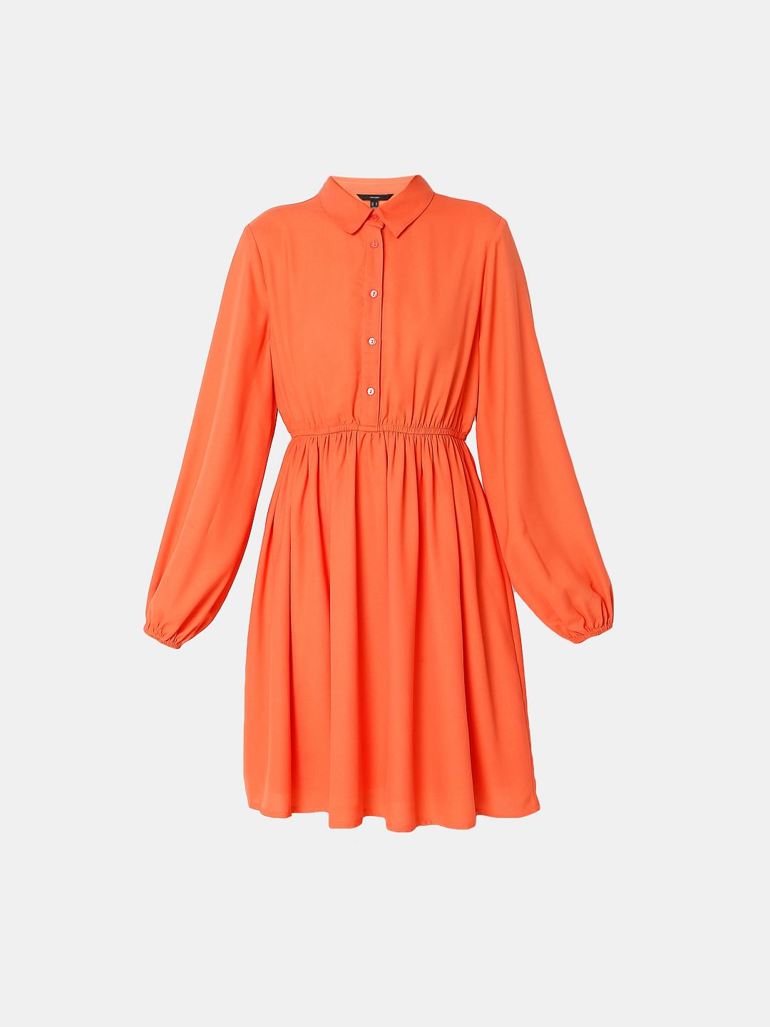 Orange Tiered Shift Dress
