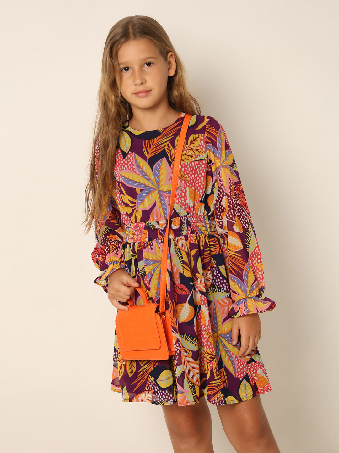 Brown Printed Fit & Flare Dress