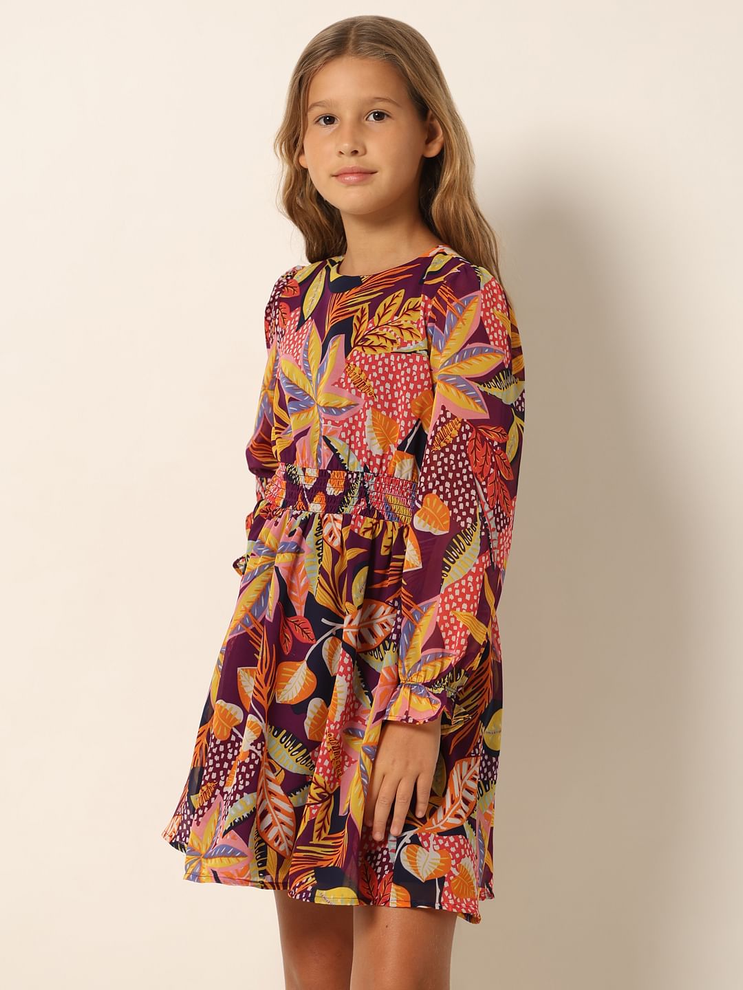 Brown Printed Fit & Flare Dress