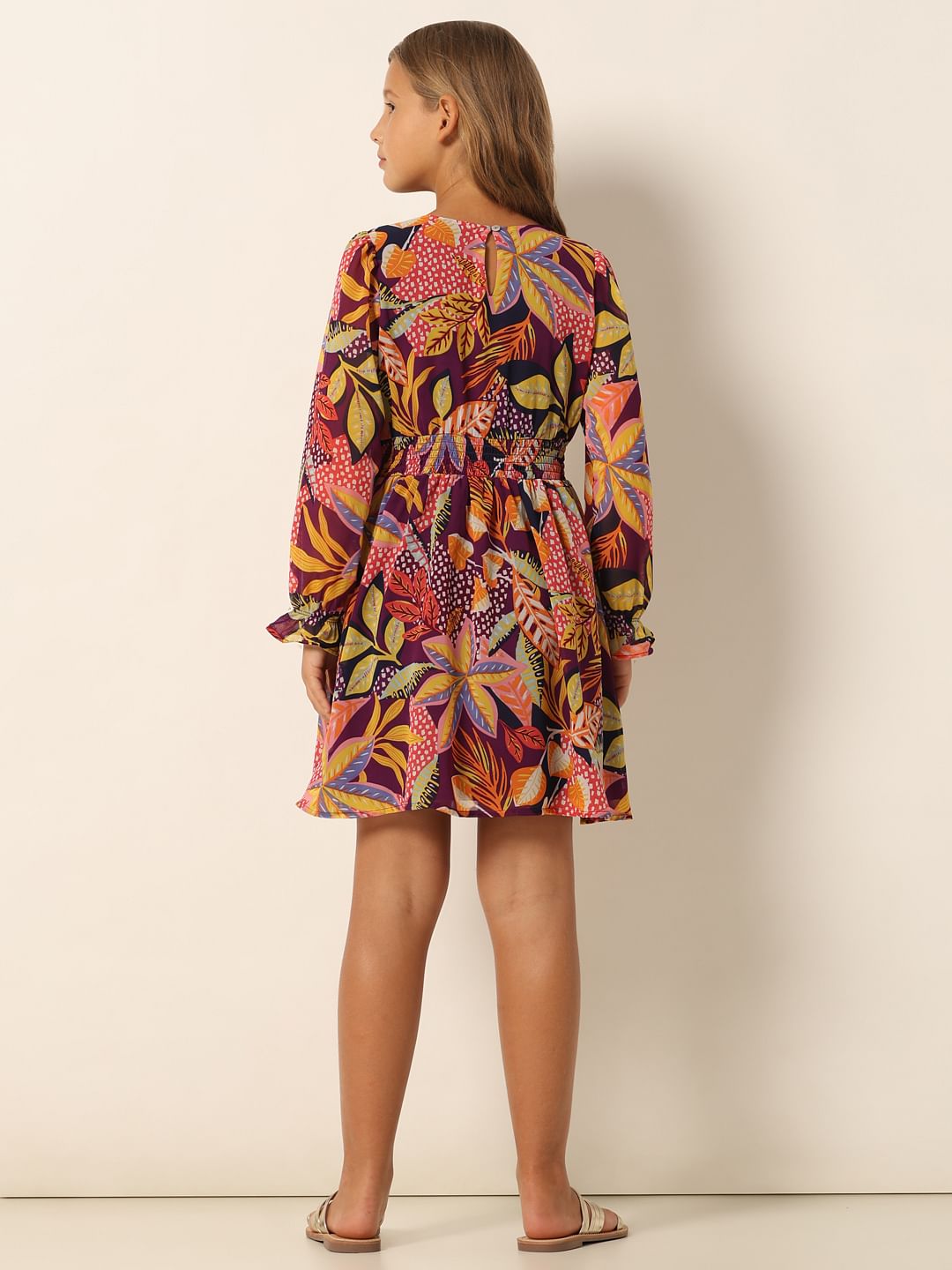 Brown Printed Fit & Flare Dress