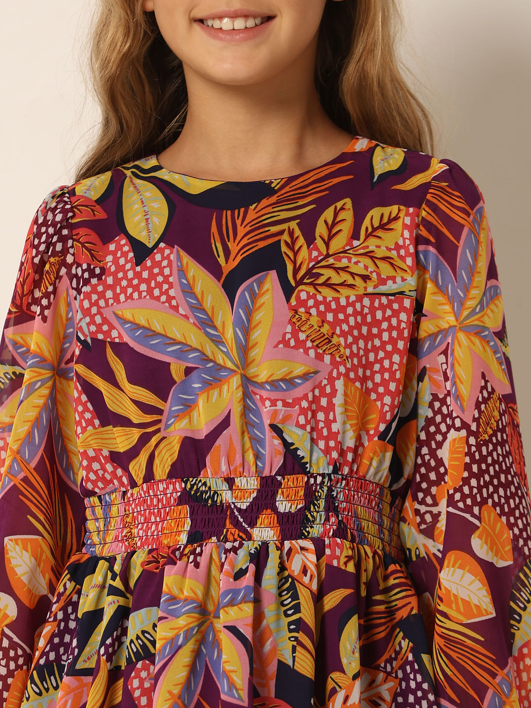 Brown Printed Fit & Flare Dress