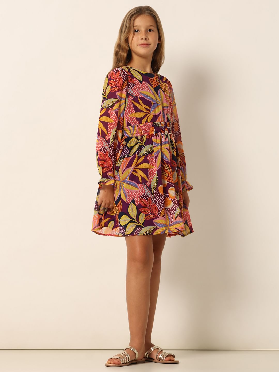 Brown Printed Fit & Flare Dress