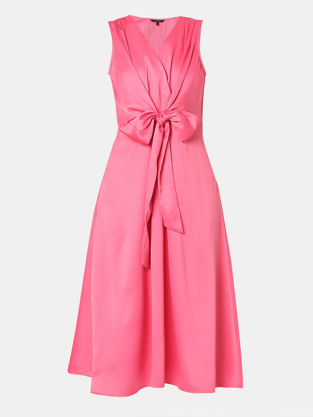 Pink Satin Midi Dress