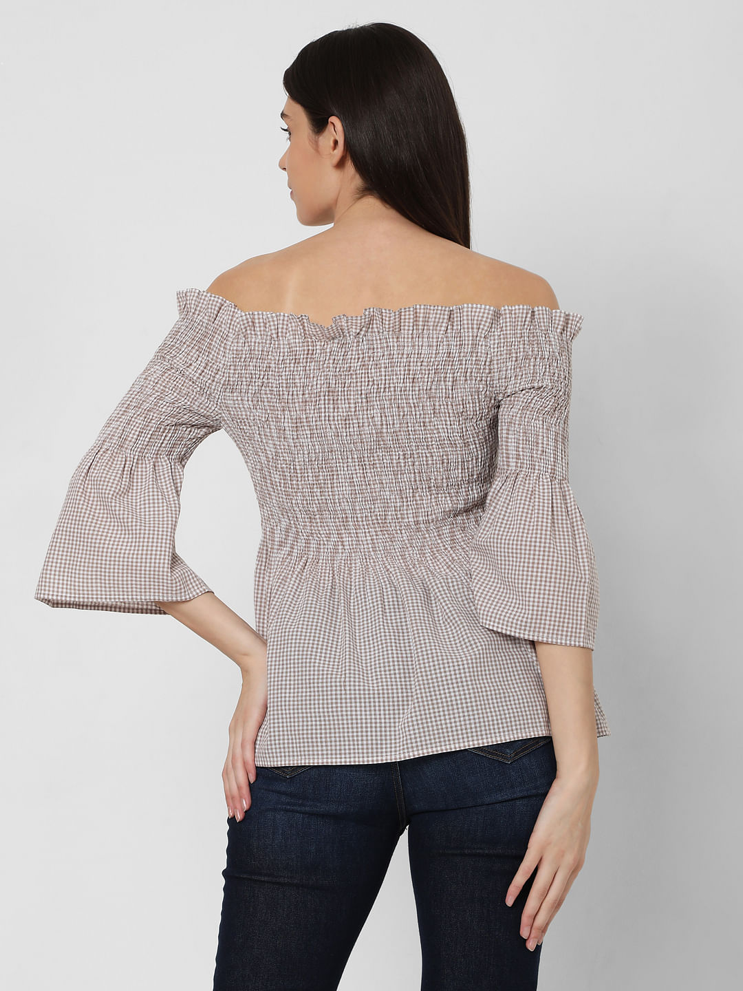 Beige Off-Shoulder Top