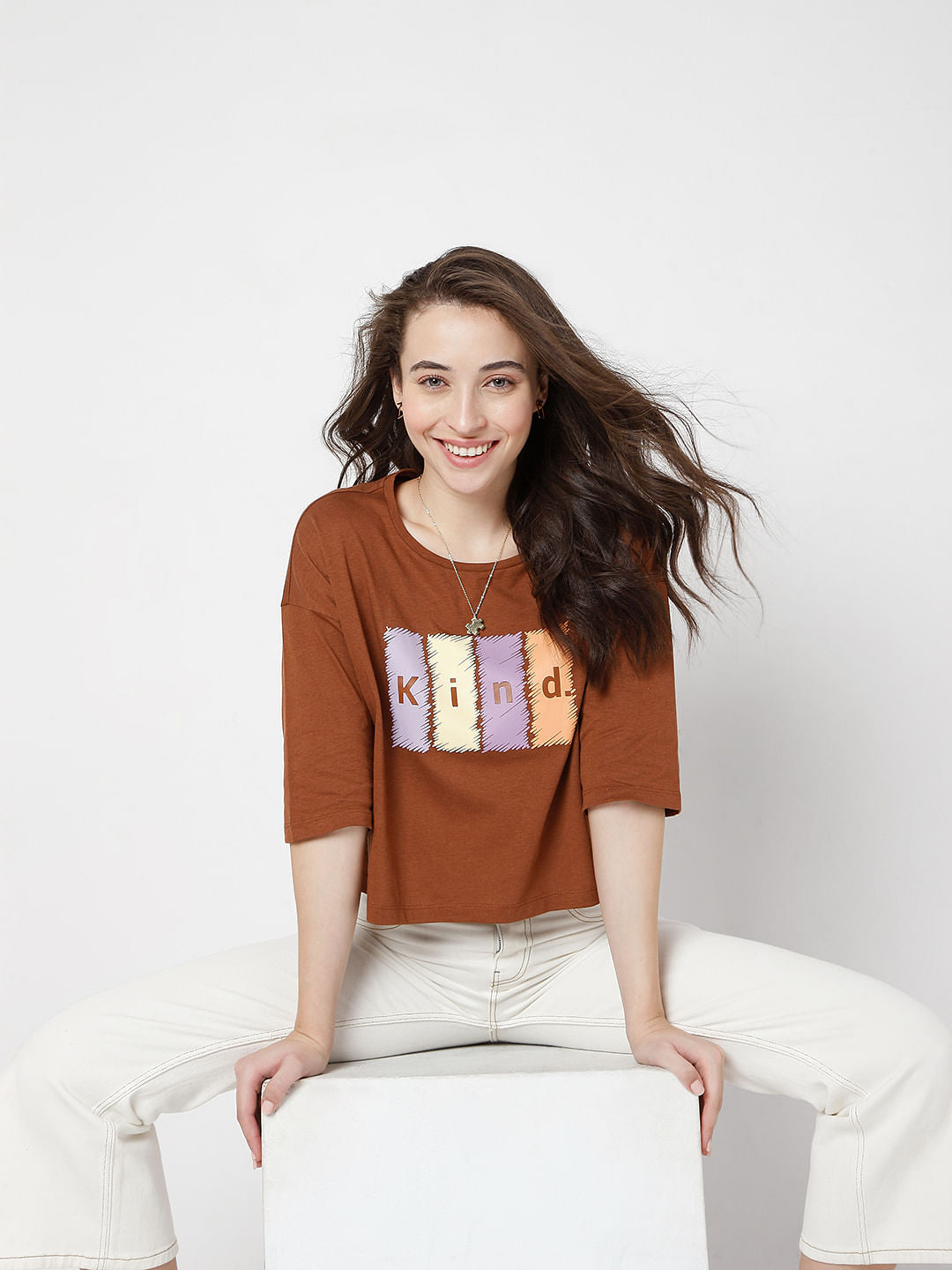 Brown Graphic Print T-Shirt