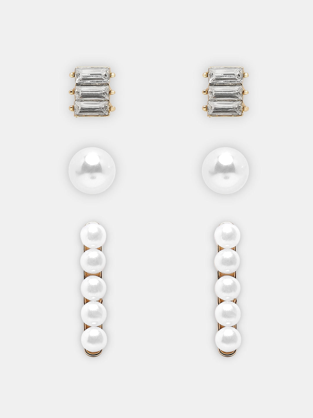 Gold Pack Of 3 Earrings