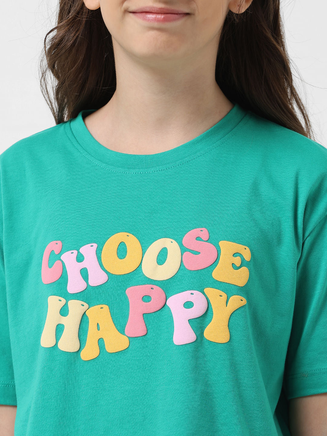 Girl Green Typographic Print T-Shirt