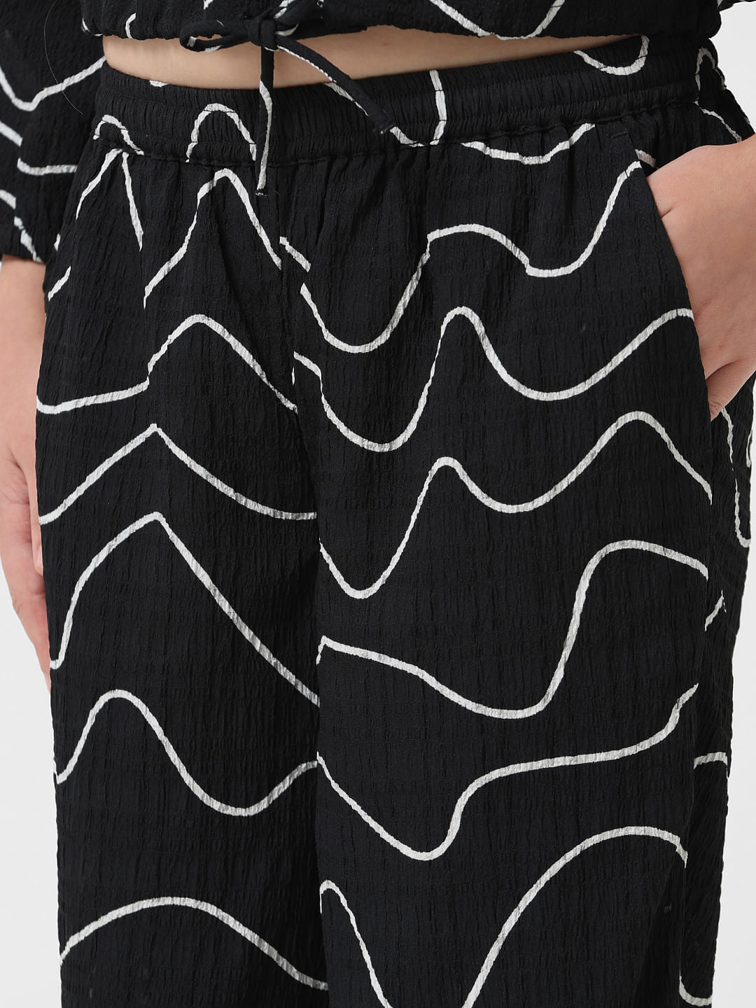 Girl Black Printed Co-Ord Set Pants