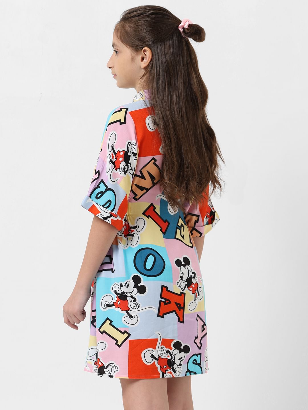Girl X Disney White Mickey Print Colourblocked Dress