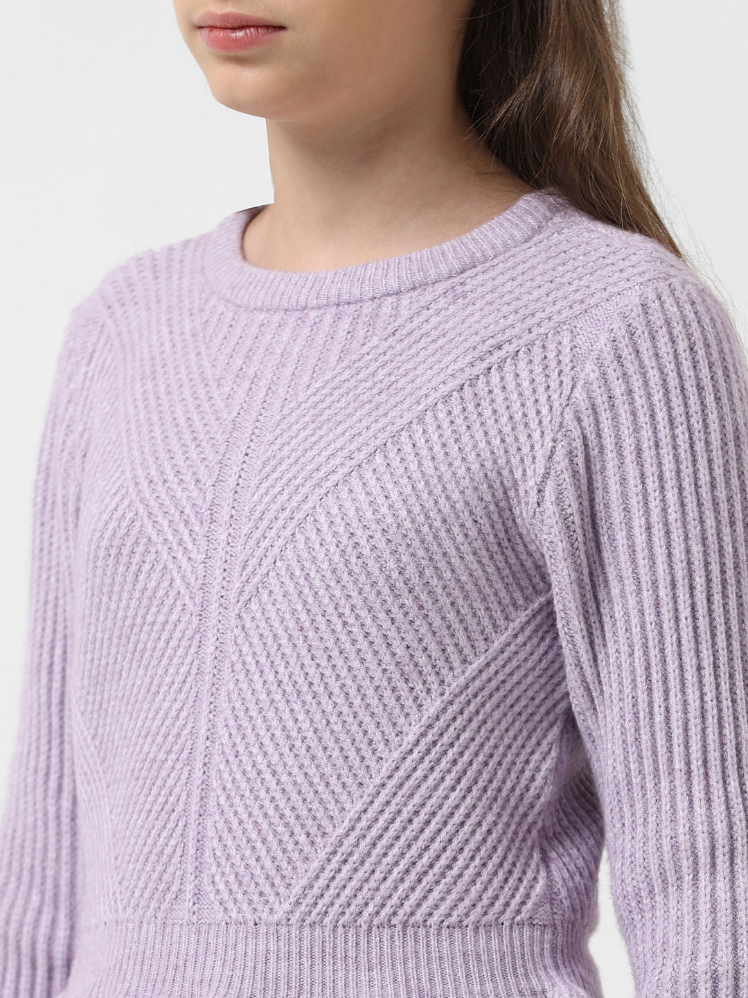 Girl Purple Ribbed Peplum Pullover