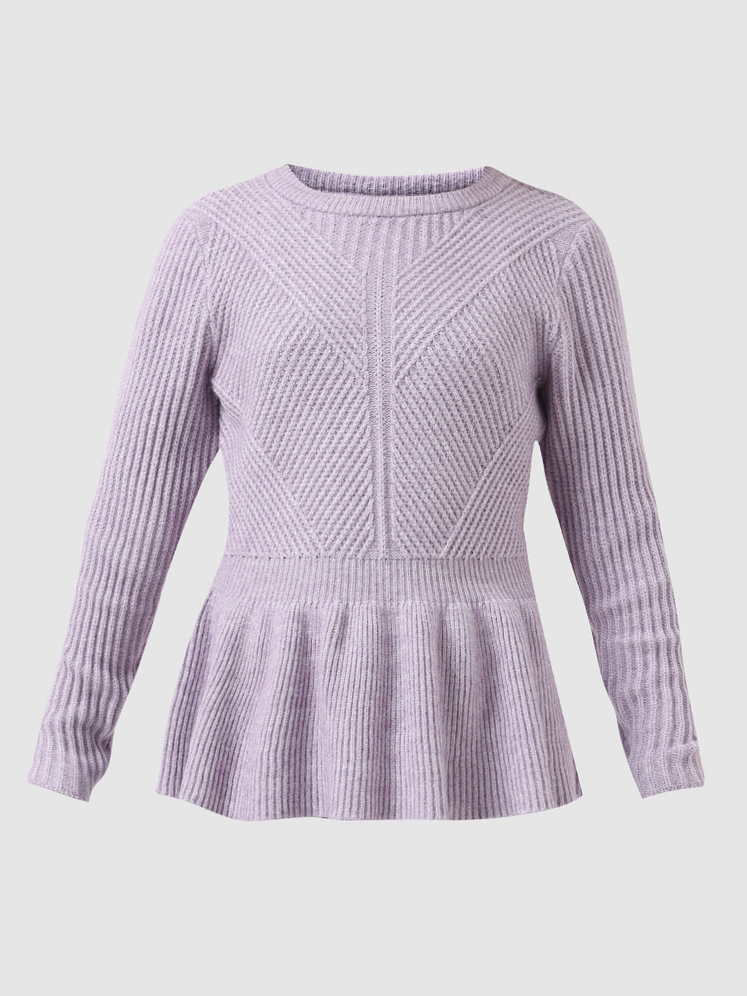 Girl Purple Ribbed Peplum Pullover