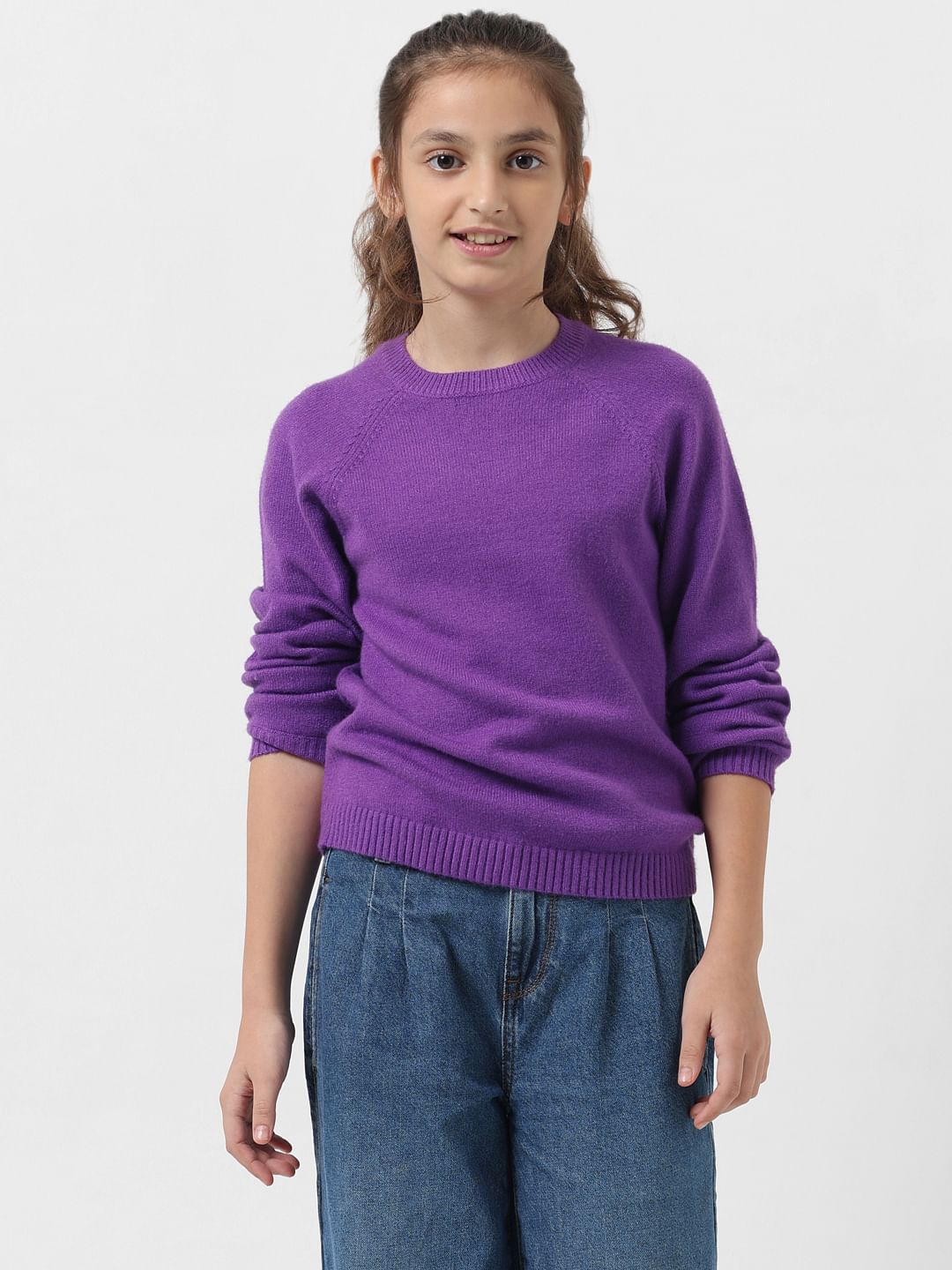 Girl Dark Purple Full Sleeves Pullover