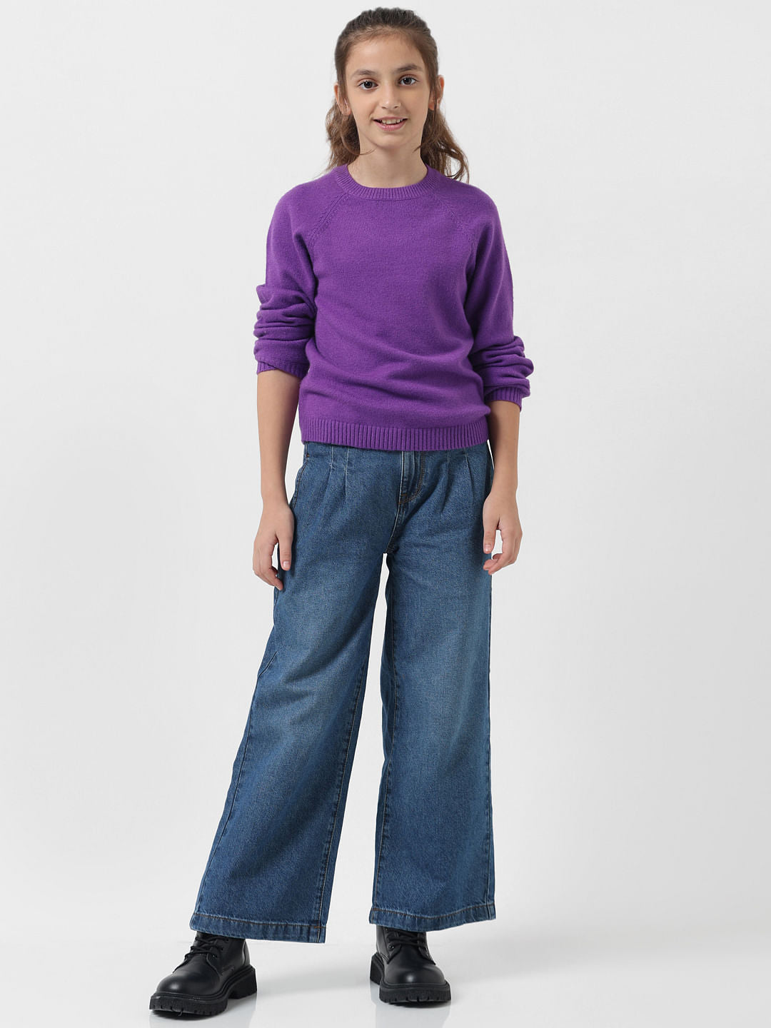 Girl Dark Purple Full Sleeves Pullover