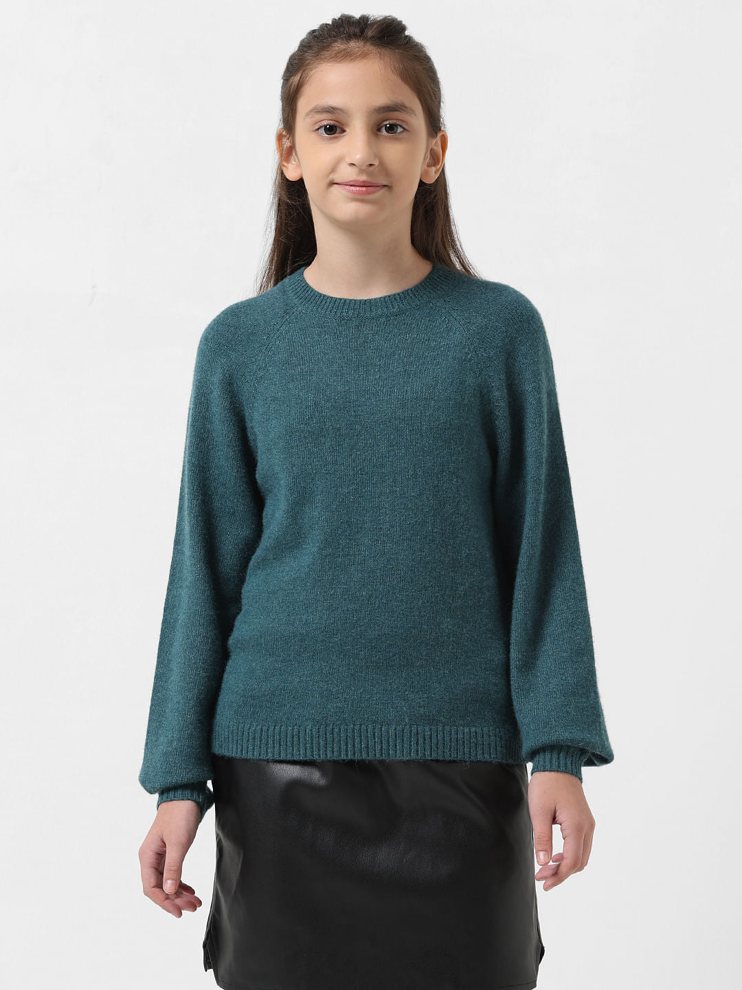 Girl Dark Green Full Sleeves Pullover
