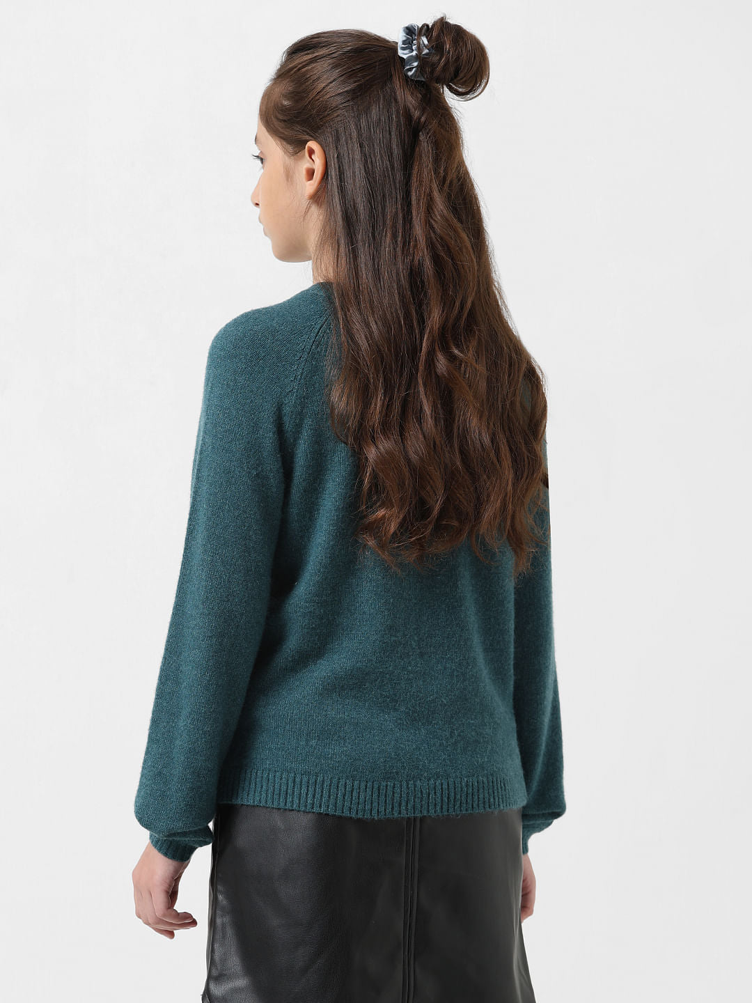 Girl Dark Green Full Sleeves Pullover