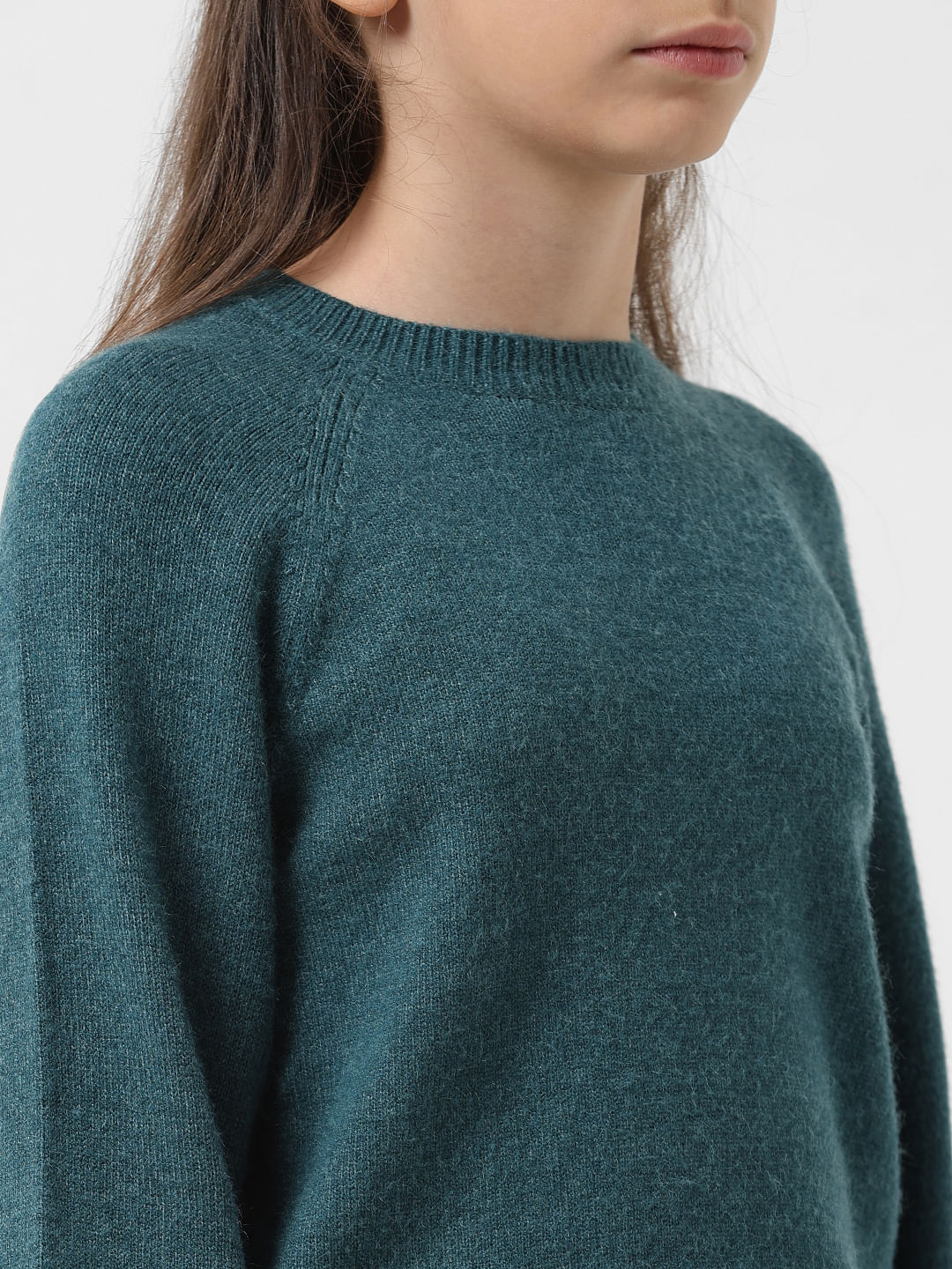 Girl Dark Green Full Sleeves Pullover