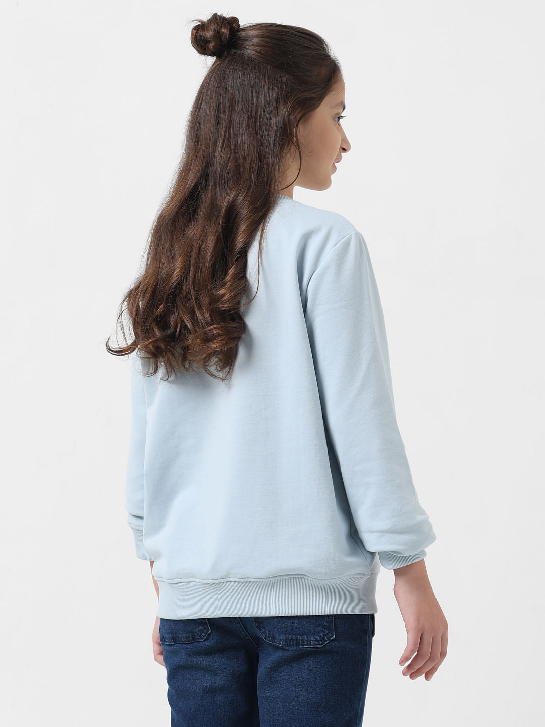 Girl Blue Graphic Print Sweatshirt