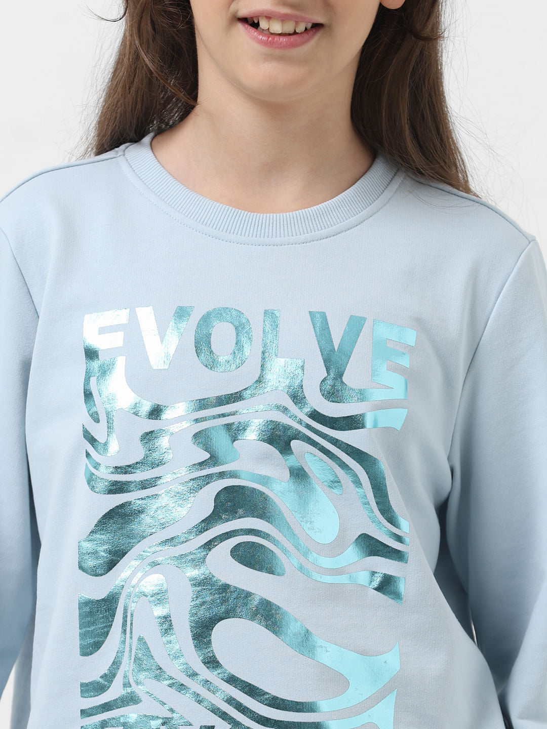 Girl Blue Graphic Print Sweatshirt