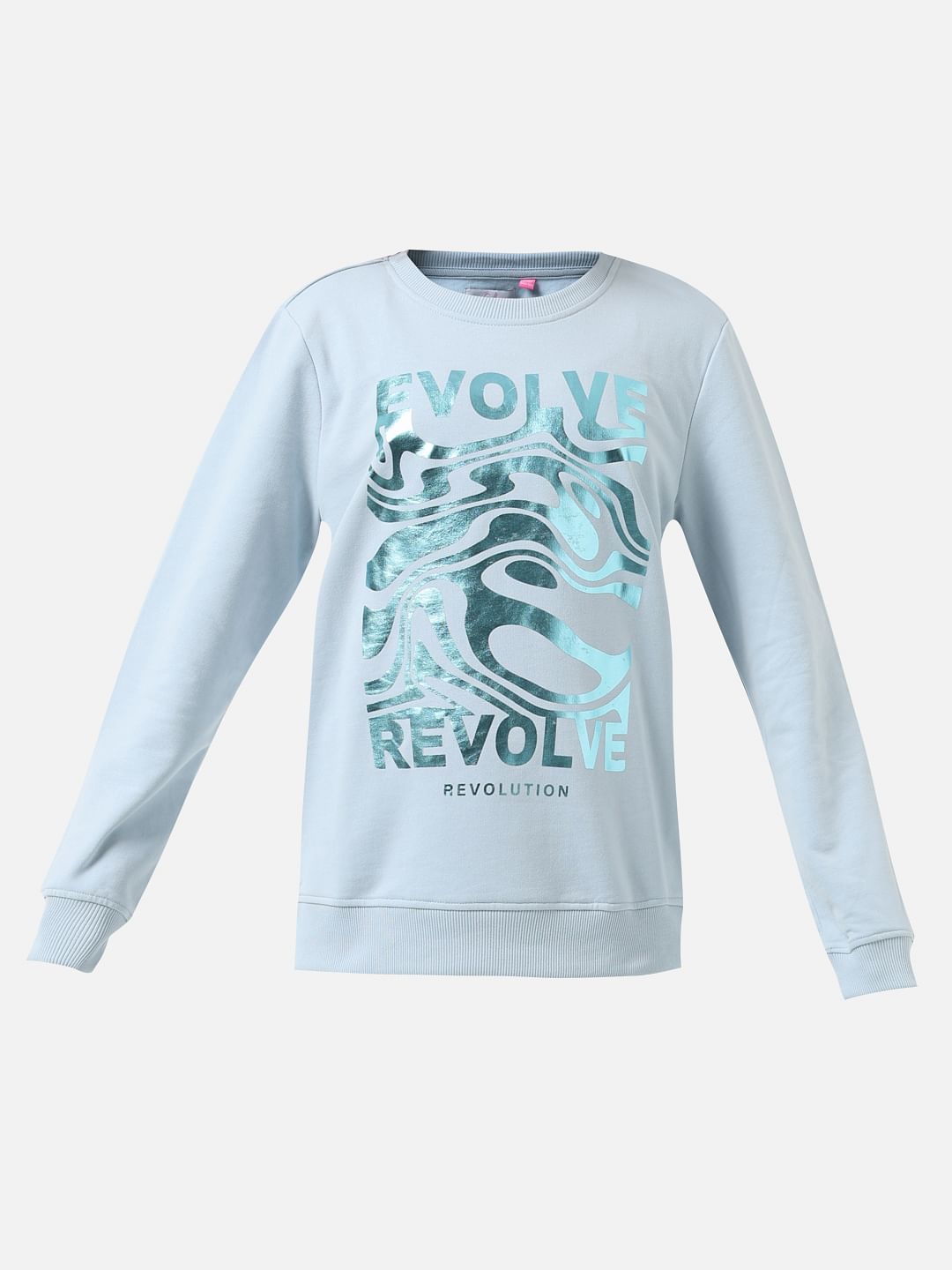 Girl Blue Graphic Print Sweatshirt