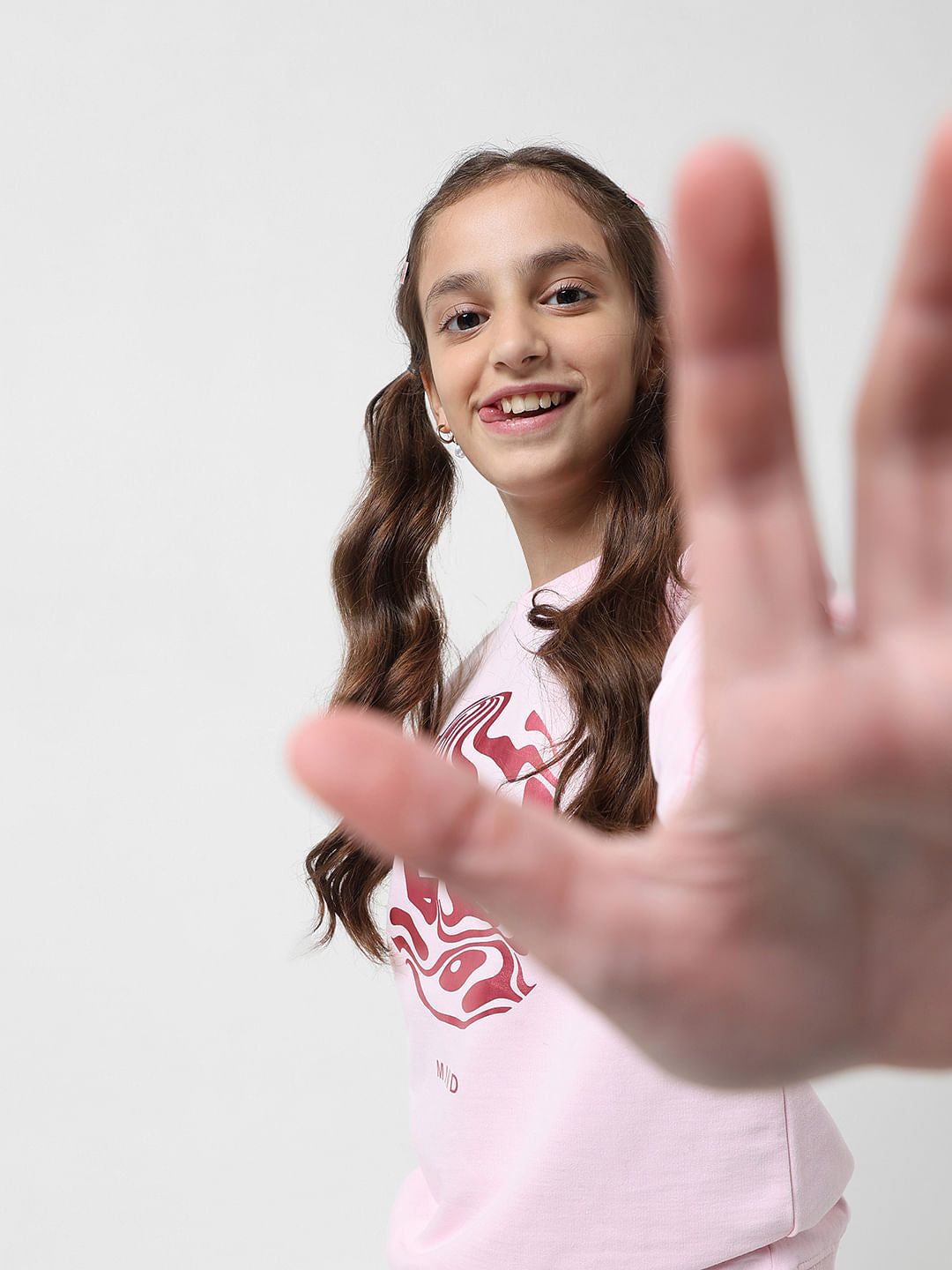 Girl Pink Graphic Print Sweatshirt