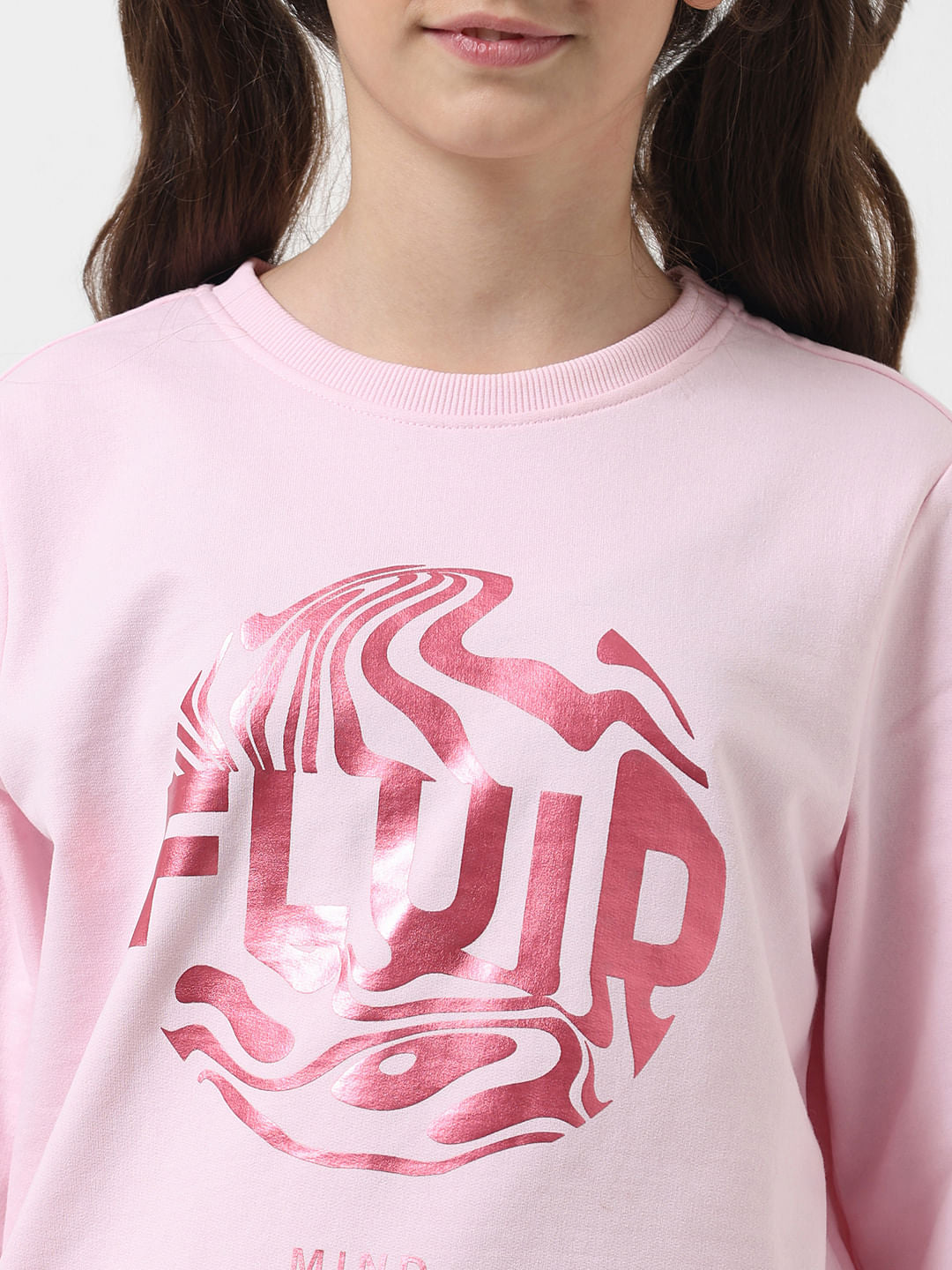 Girl Pink Graphic Print Sweatshirt