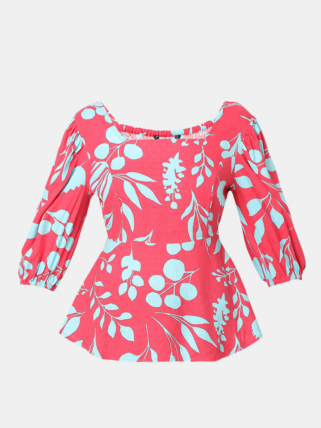 Fuchsia Printed Peplum Top