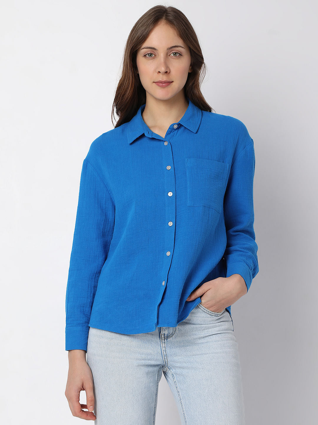 Blue Textured Shirt